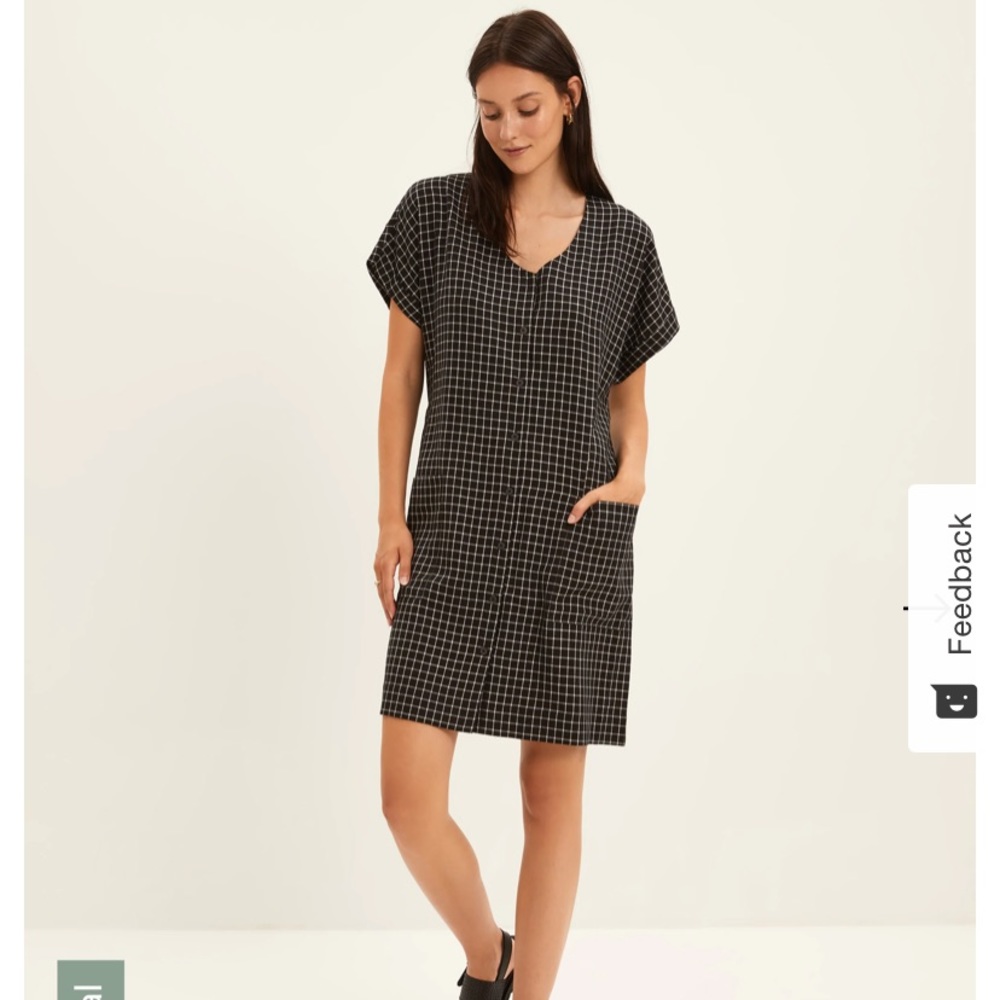 Frank & Oak gingham linen utility dress